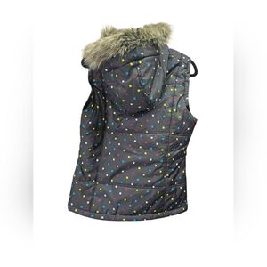 Burton Dry Ride Insulated Hooded Puffer Vest Faux Fur Snowboard Ski Medium Retro